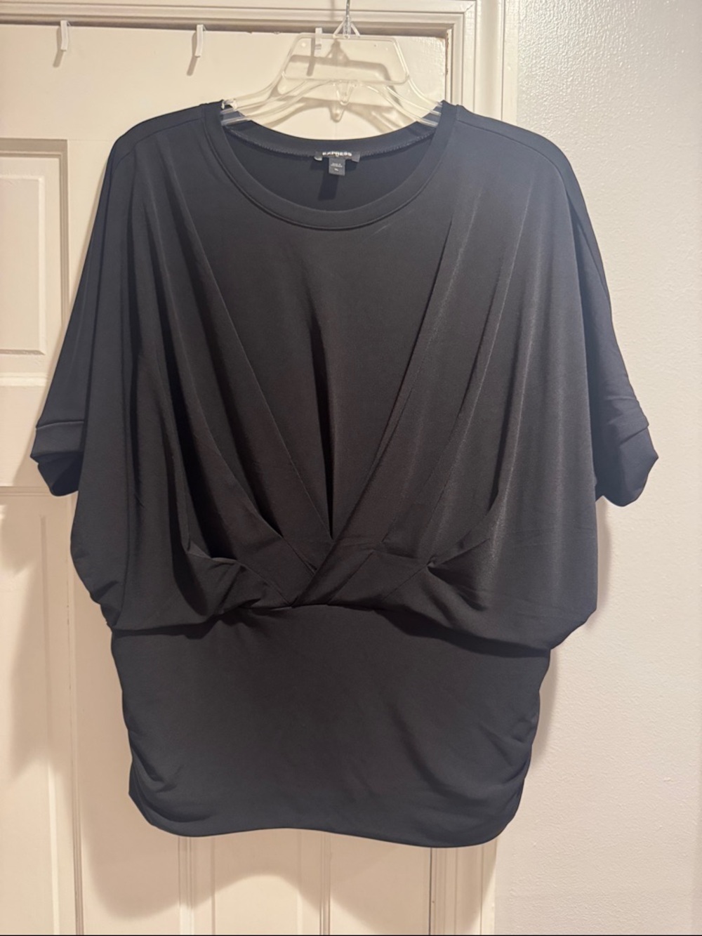 Express Black Draped Dolman Sleeve Tunic Top
